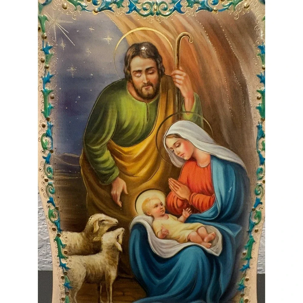 USED VINTAGE FARS HOLY FAMILY PLAQUE - WALL HANGING - MADE IN ITALY